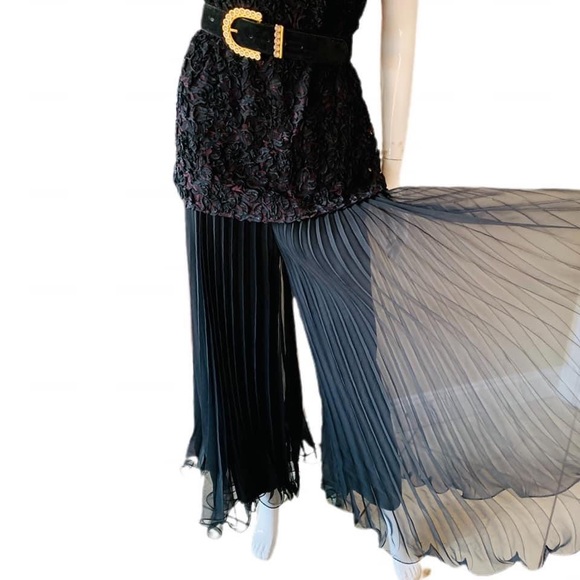 Vtg 60’s Mod Chic Black Chiffon Designer Jumpsuit - Picture 9 of 9